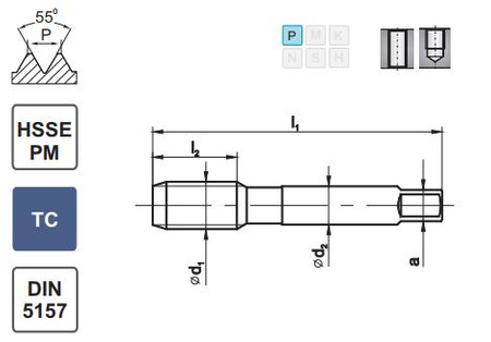 Gwintownik ręczny G-1/8'' DIN-5157 HSSE-PM G