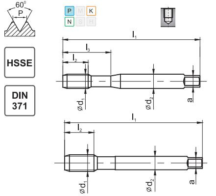 Gwintownik maszynowy 1/4-20 DIN-371 HSSE 800 skrętny R40