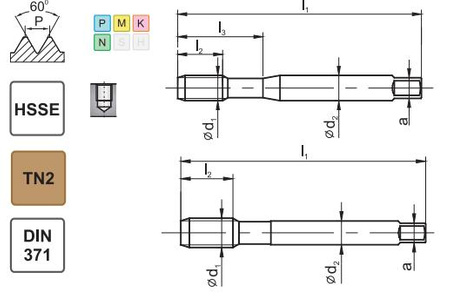 Gwintownik maszynowy 1/4-20 DIN-371 HSSE 800X skrętny R40