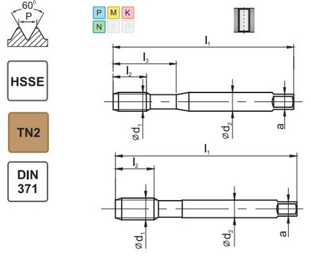 Gwintownik maszynowy 1/4-28 DIN-371 HSSE 800X