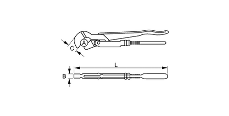 Klucz nastawny typu szwed ze szczęką zakrzywioną typ "S" 1/2" L-235