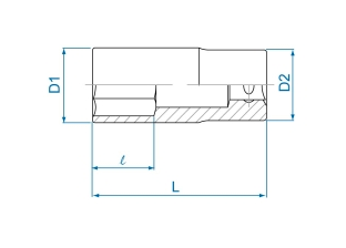 Nasadka długa 1/2" 32mm x 77mm 6-kąt Cr-V