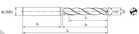 Wiertło pełnowęglikowe SD 45 3XD 3,0 VHM AlTiN