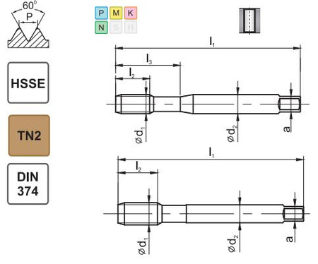 Gwintownik maszynowy 7/16-20 DIN-374 HSSE 800X