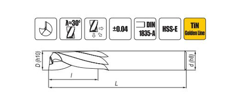 Frez trzpieniowy jednoostrzowy do metali lekkich i tworzyw sztucznych- HSS-E GL 6 mm