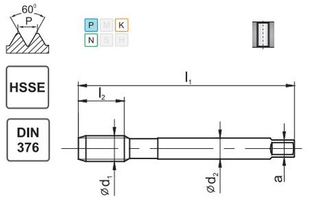 Gwintownik maszynowy M27 DIN-376 HSSE 800
