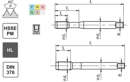 Gwintownik maszynowy 5/8-11 DIN-376 HSSE-PM MasterTAP skrętny R45