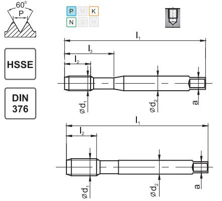 Gwintownik maszynowy 1/2-13 DIN-376 HSSE 800 skrętny R40