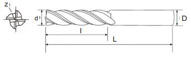Frez walcowo-czołowy fi 1 długi Z-4