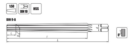 Rozwiertak ręczny stożkowy zbieżny 1:50 40 mm