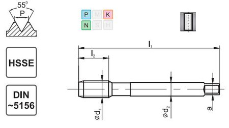 Gwintownik maszynowy G1/8 DIN-5156 HSSE 800