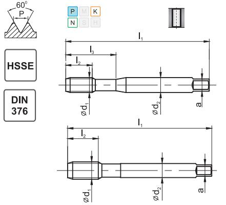 Gwintownik maszynowy 7/16-14 DIN-376 HSSE 800