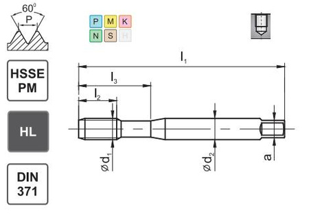 Gwintownik maszynowy M10 DIN-371 HSSE-PM MasterTAP skrętny R45