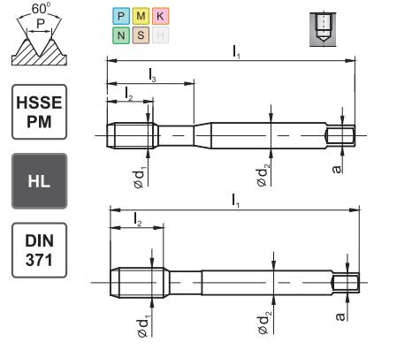 Gwintownik maszynowy No5-44 DIN-371 HSSE-PM MasterTAP skrętny R45