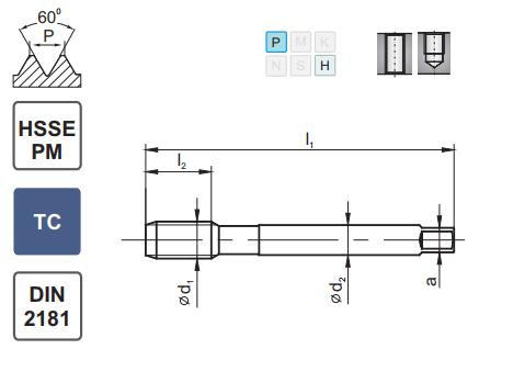 Taraud Main MF DIN 2181 HSS Métrique, Fin DIN ISO 13 MF 45