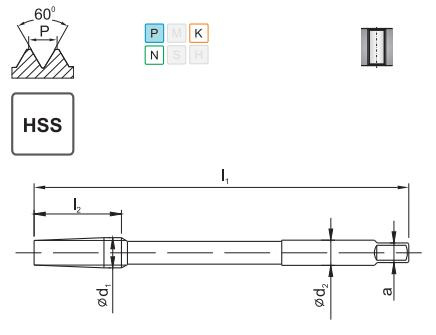 Gwintownik maszynowy długi M8 HSS