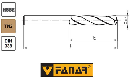 Wiertło kobaltowe 1,6 mm pod gwint M2 INOX TiAlN Tin