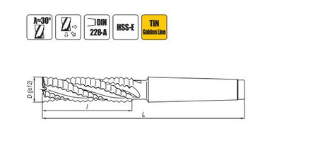 Frez trzpieniowy długi do obróbki zgrubnej Morse'a HSS-E  14 mm