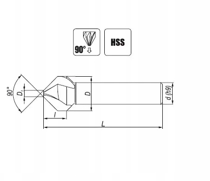 Pogłębiacz Stożkowy 3-Ostrzowy 90° Fi 12,4 Mm DIN 335-C HSS